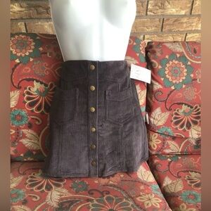 Corduroy Button-Front Skirt